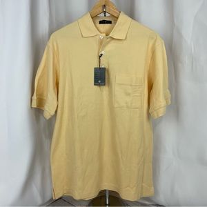 Nwt Cotton Traders Yellow Medium Golf Polo Casual Dress Shirt 100% Cotton